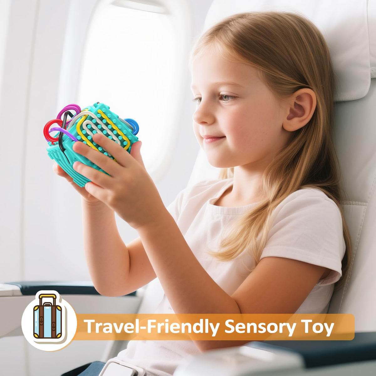 MoodLife Silicone Sensory Activity Board – Portable Fidget Travel Toy for Kids & Teens (Blue)