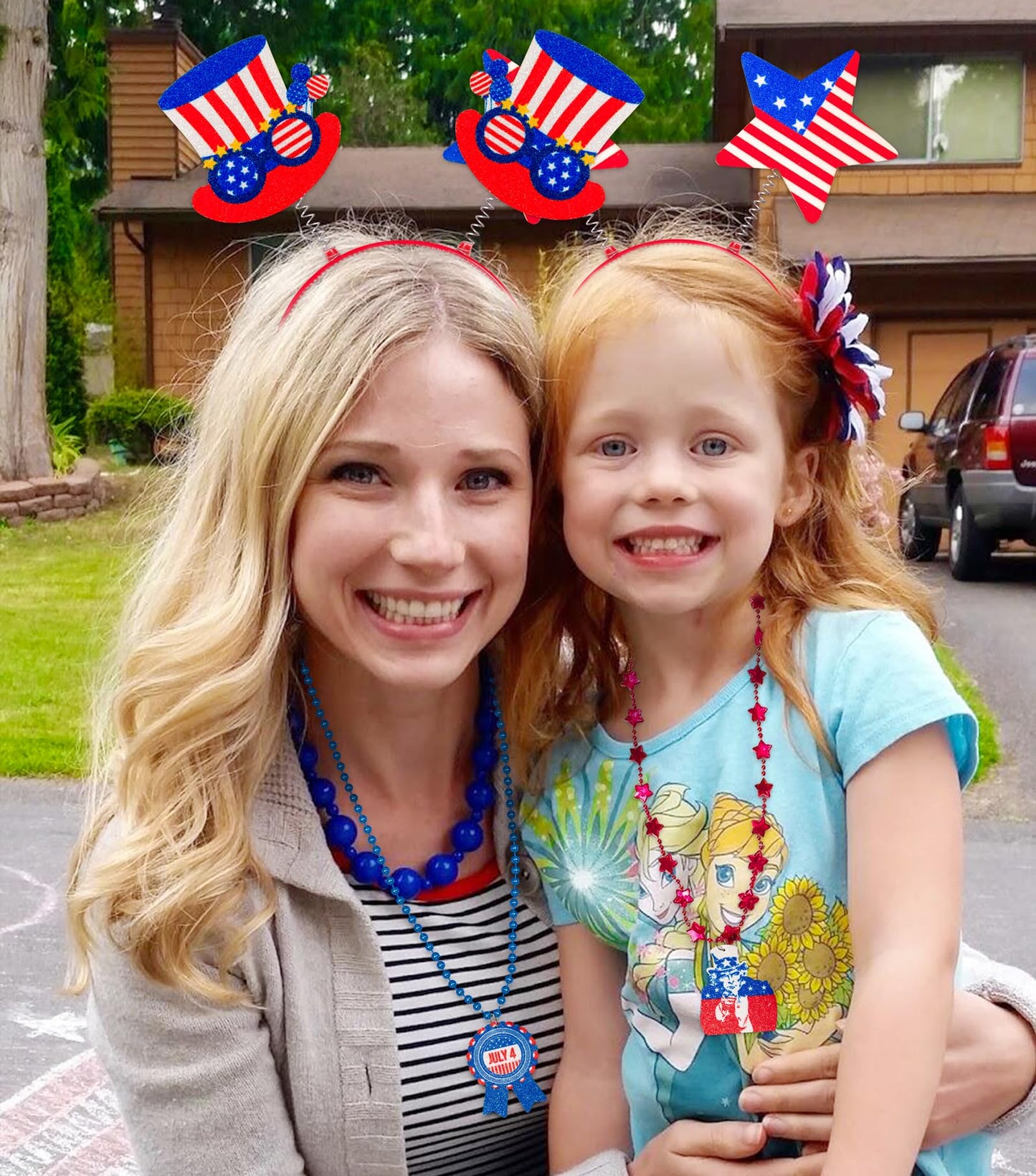 Moon Boat 12PCS Patriotic Head Boppers Headband – Uncle Sam Hats & Star Boppers for 4th of July
