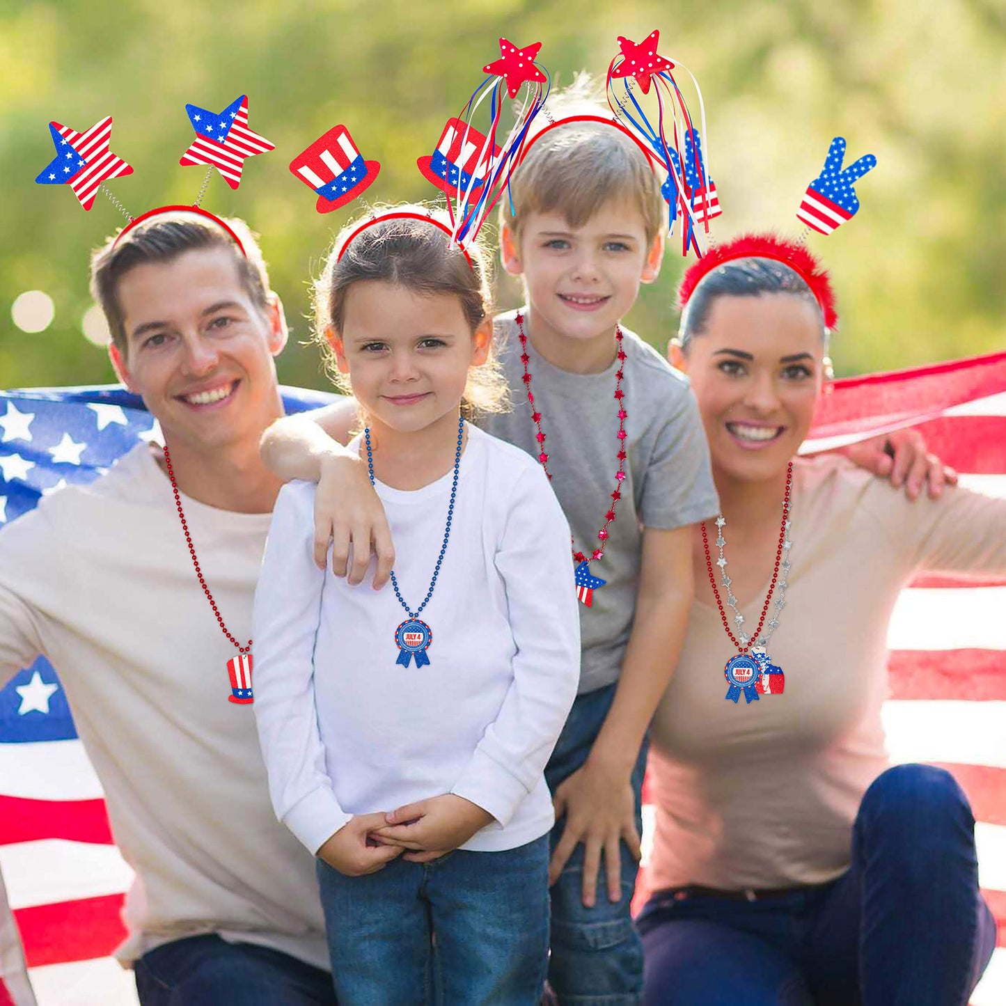 Moon Boat 12PCS Patriotic Head Boppers Headband – Uncle Sam Hats & Star Boppers for 4th of July