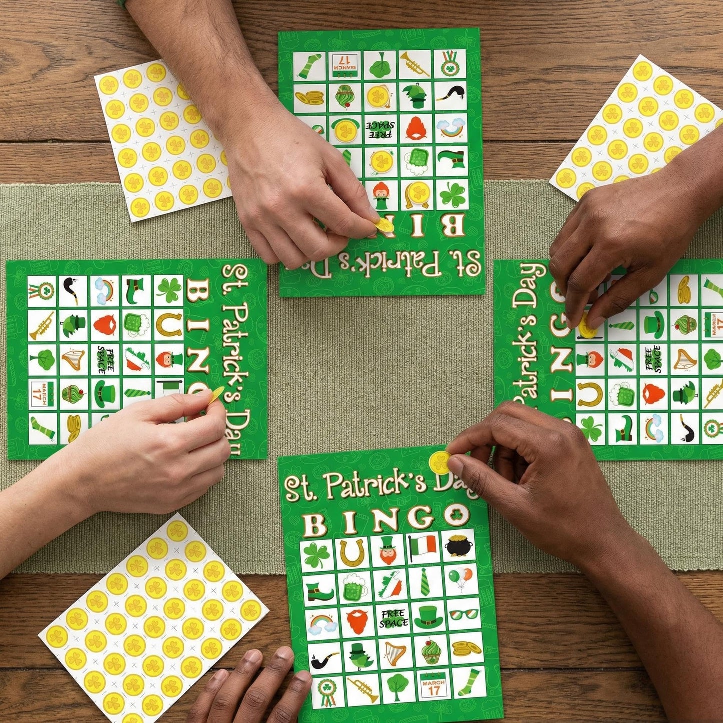 Moon Boat 32-Player St. Patrick’s Day Bingo Game for Adults | Shamrock Party Activity