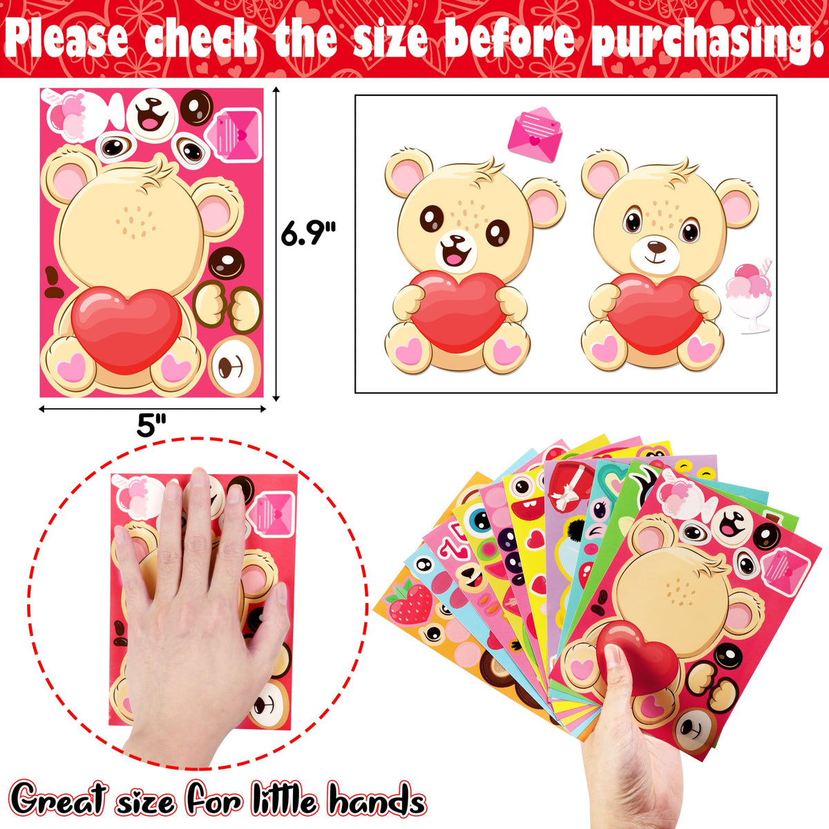 Moon Boat 70Sheets Valentines Stickers for Kids – Dog, Cat, Monster & More