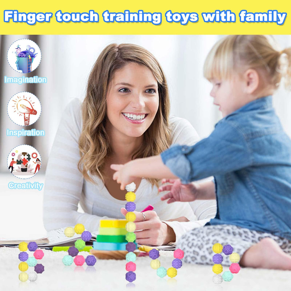 Moonhua 10Pcs Rainbow Texture Sensory Fidget Toy – Colorful 28mm Fidget Balls for Focus, Relaxation, and Creative Play