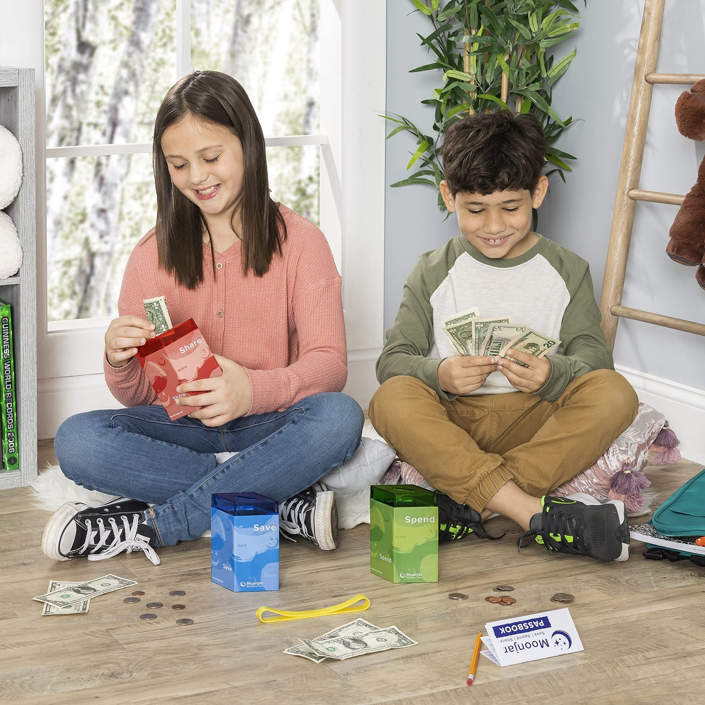 Moonjar Classic Award-Winning Save Spend Share Moneybox for Kids 3+ | Passbook Included