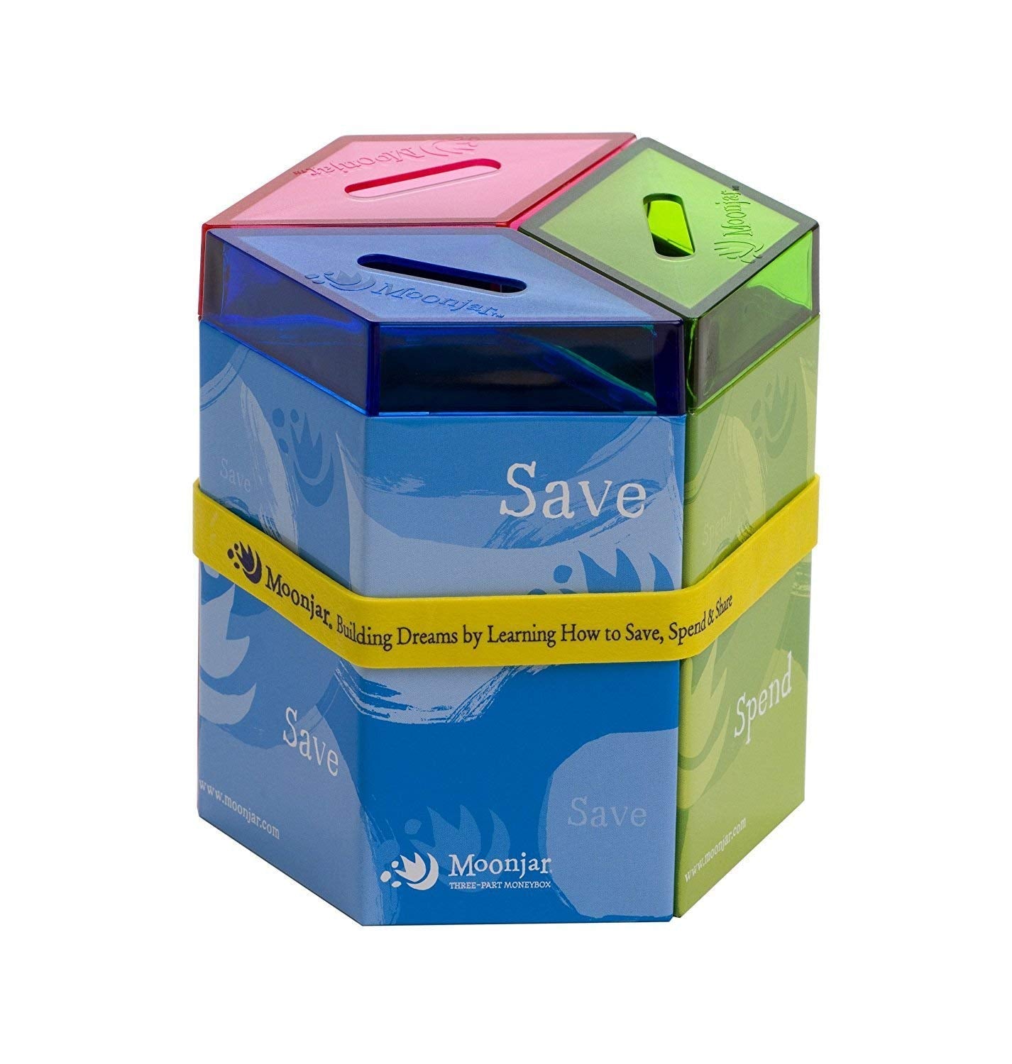 Moonjar Classic Award-Winning Save Spend Share Moneybox for Kids 3+ | Passbook Included