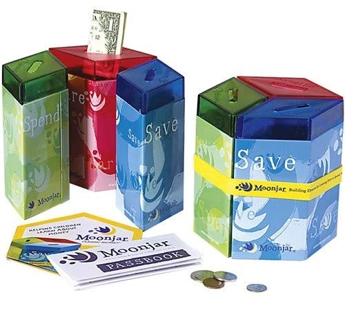 Moonjar Classic Award-Winning Save Spend Share Moneybox for Kids 3+ | Passbook Included
