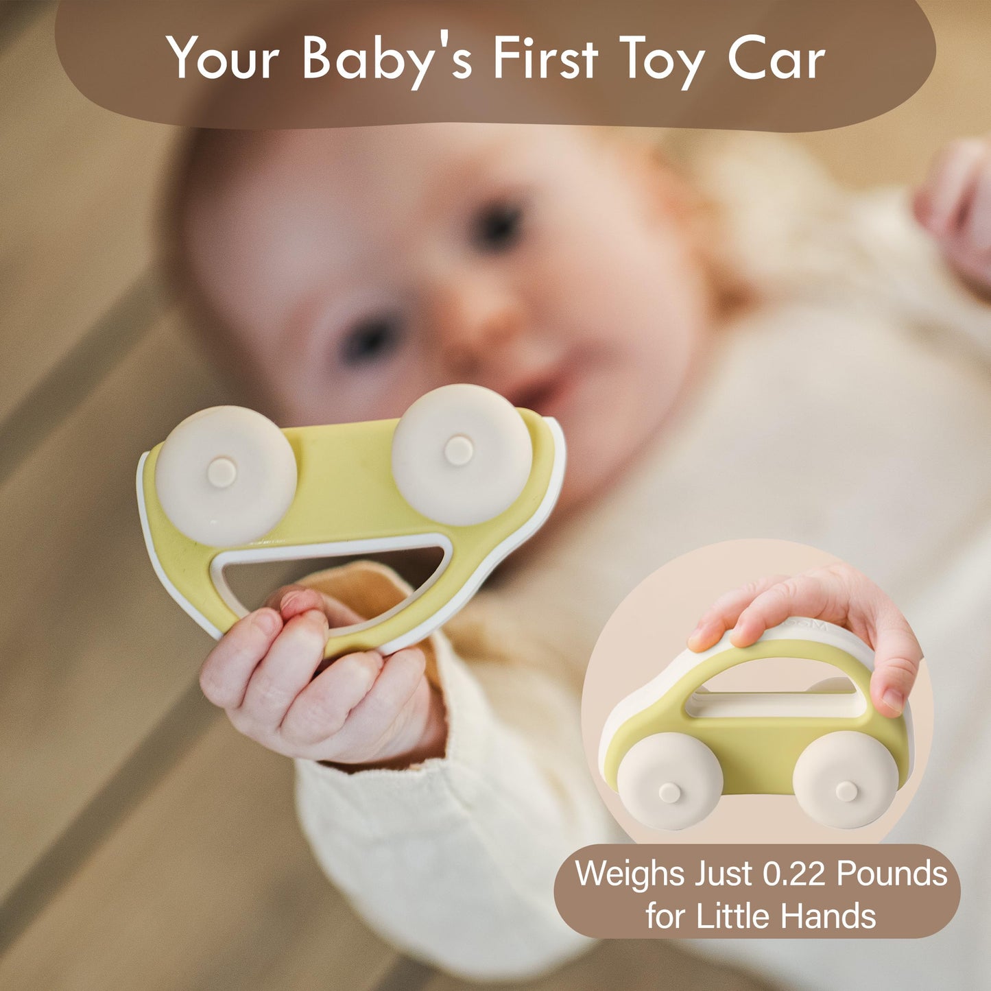 Moonkie Food Grade Silicone Toy Cars – 5-Pack Push & Go Baby Toys (4–12 Months)