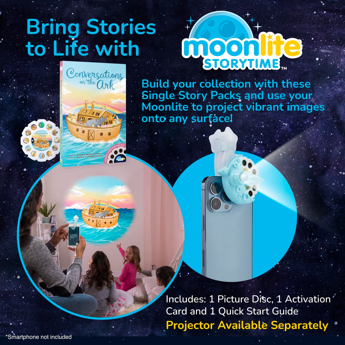 Moonlite Storytime: Conversations on the Ark – Magical Bible Stories for Kids (Projector Sold Separately)