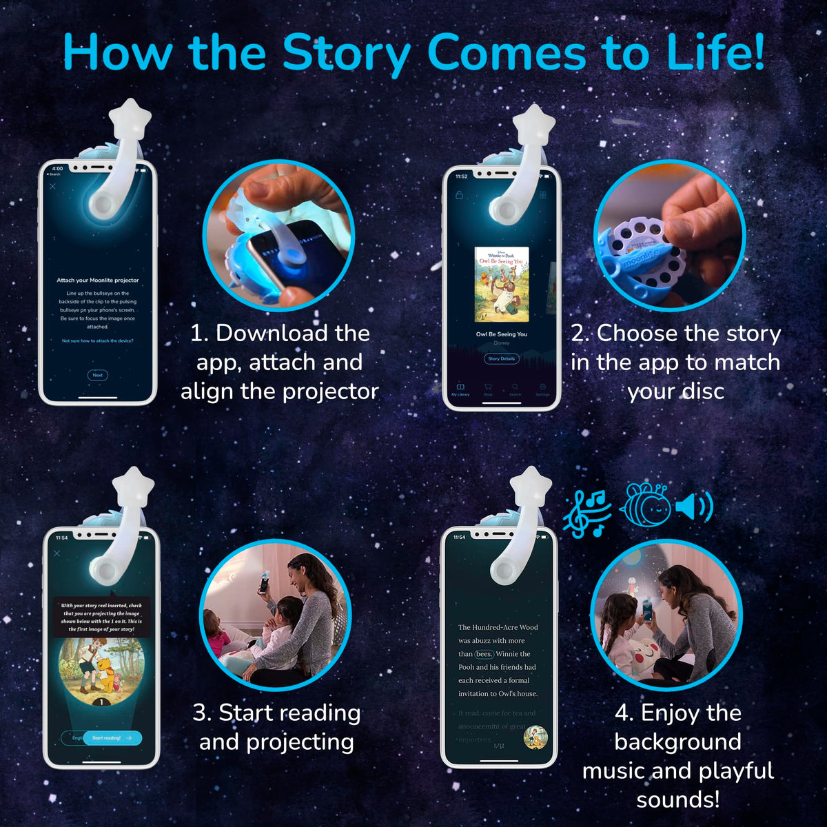 Moonlite Storytime: Conversations on the Ark – Magical Bible Stories for Kids (Projector Sold Separately)