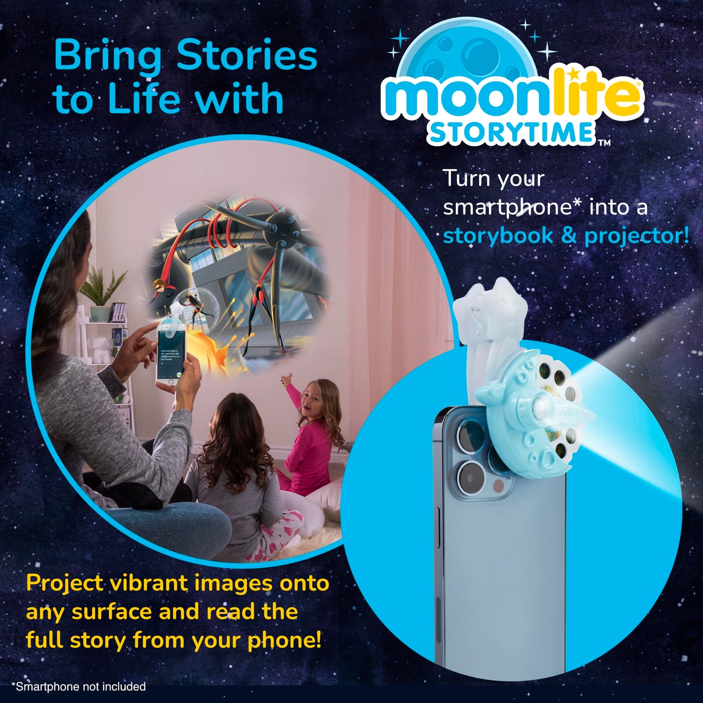 Moonlite Storytime Mini Projector – 10 Classic Bedtime Stories for Kids