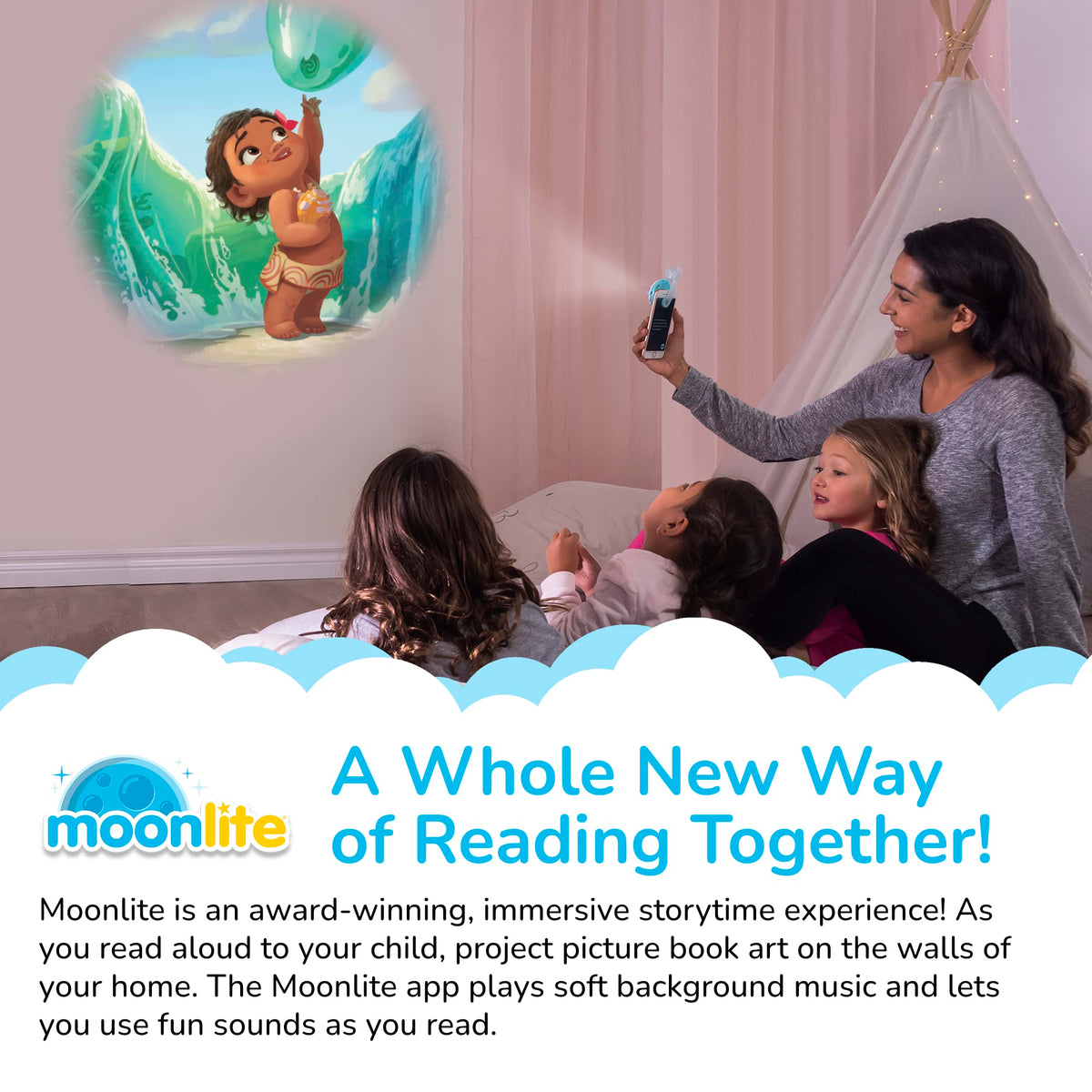 Moonlite Storytime Moana Disc – Interactive Reading with Sound FX (Projector Sold Separately)