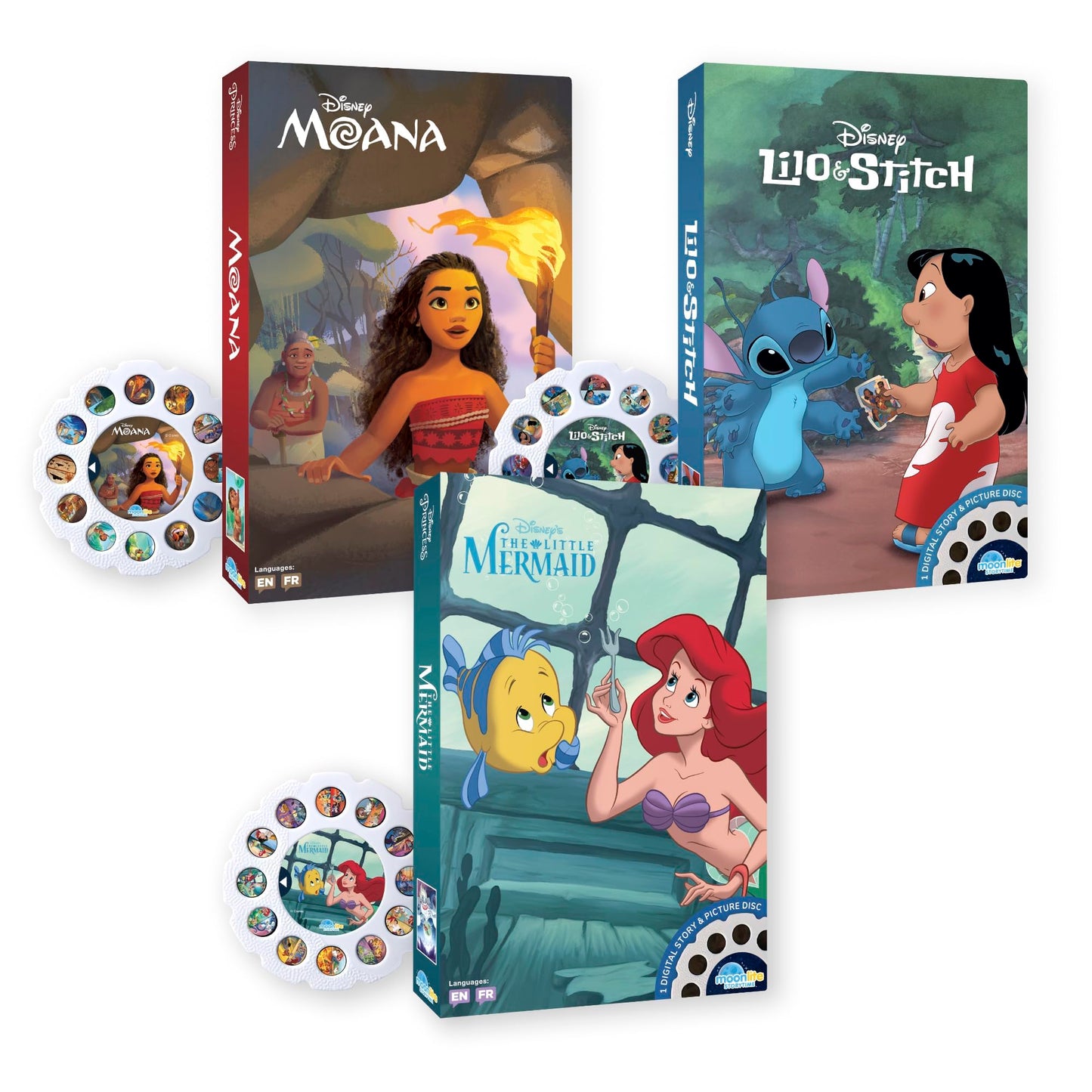 Moonlite Storytime Reels: Moana and The Little Mermaid 3-Story Set for Projector