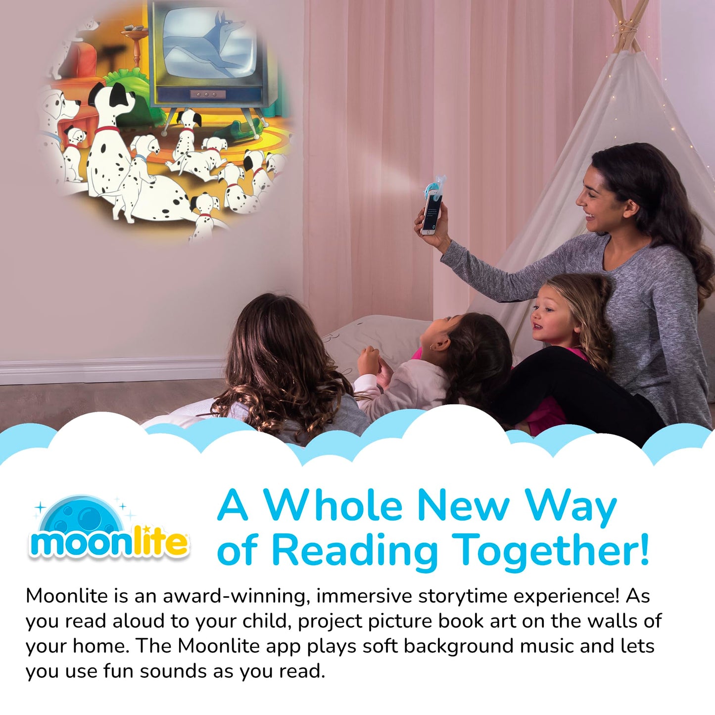 Moonlite Storytime Storybook Reels – Lion King, 101 Dalmatians & Mulan (3-Story Set)