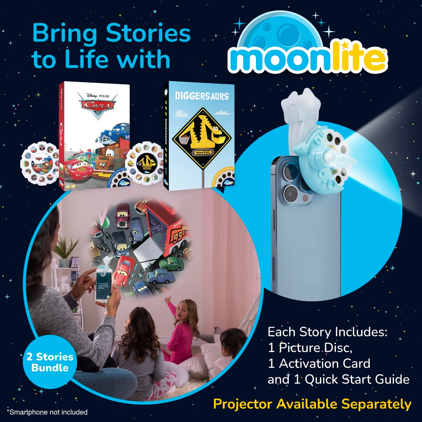 Moonlite Storytime Reels – Cars & Diggersaurs 2-Story Set (Projector Sold Separately)