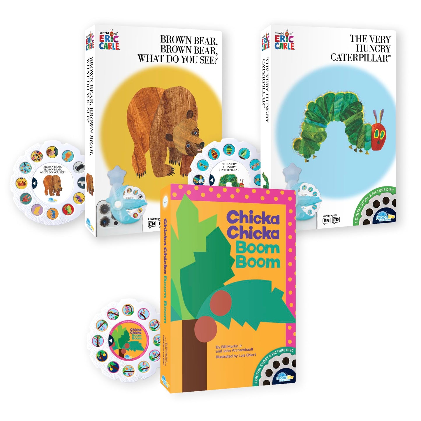 Moonlite Storytime 3 Storybook Reels Set – Hungry Caterpillar, Brown Bear & Chicka Chicka Boom Boom