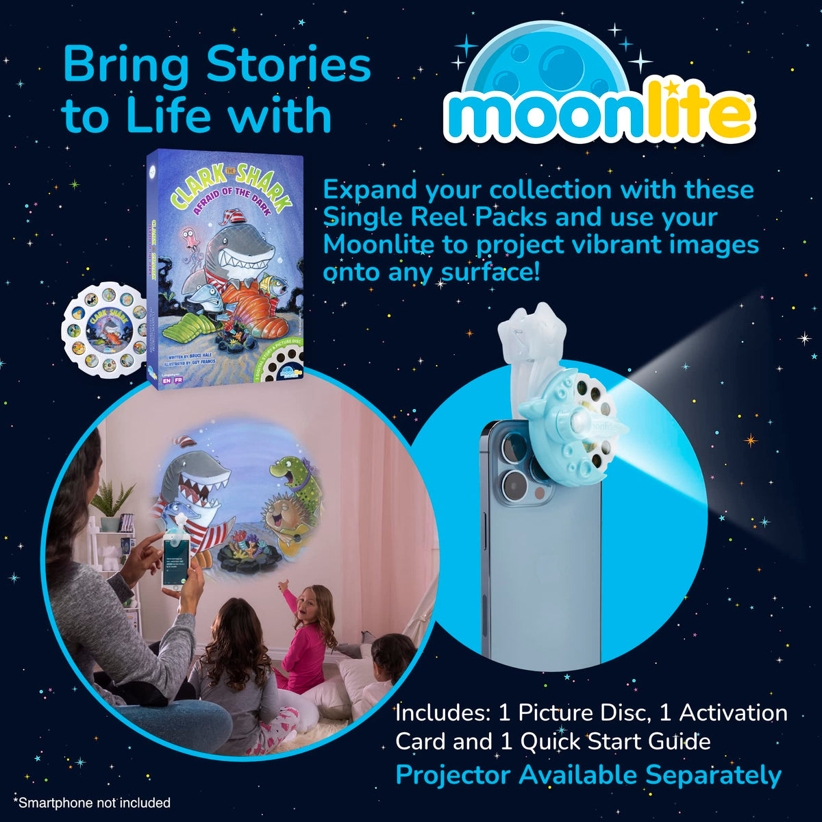 Moonlite Storybook Reels for Flashlight Projector – Clark the Shark: Afraid of the Dark | 12 Months+