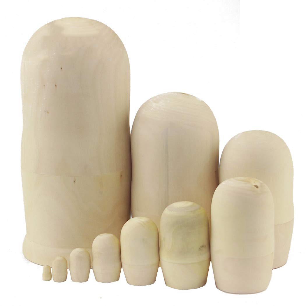Moonmo 10pcs Handmade Wooden Russian Nesting Dolls – Traditional Matryoshka Gift