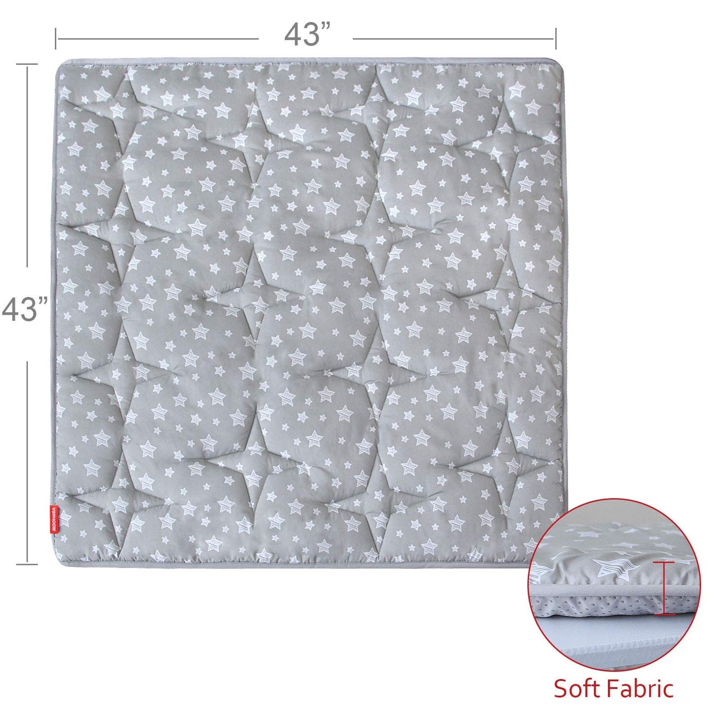 Moonsea Portable Baby Play Mat 43 x 43 in Square – Quilted, Anti-Slip Crawling Pad for Indoor Outdoor Use