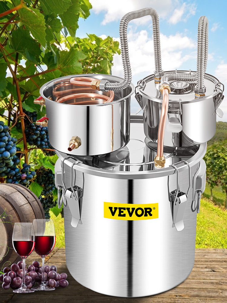 VEVOR 50L Alcohol Water Distiller Bottle DIY Moonshine Equipment Stainless Steel Brewing Machine for Whisky Wine Beer Dispenser
