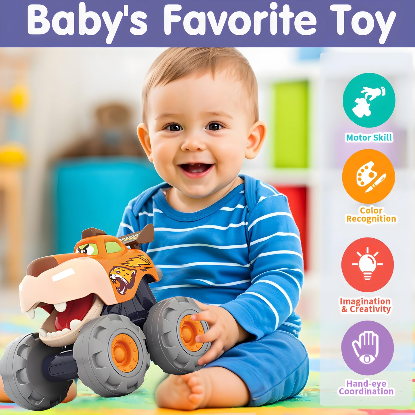 MOONTOY 3-Pack Monster Truck Toys for Toddlers 1–3 | Animal-Themed, Battery-Free, Safe