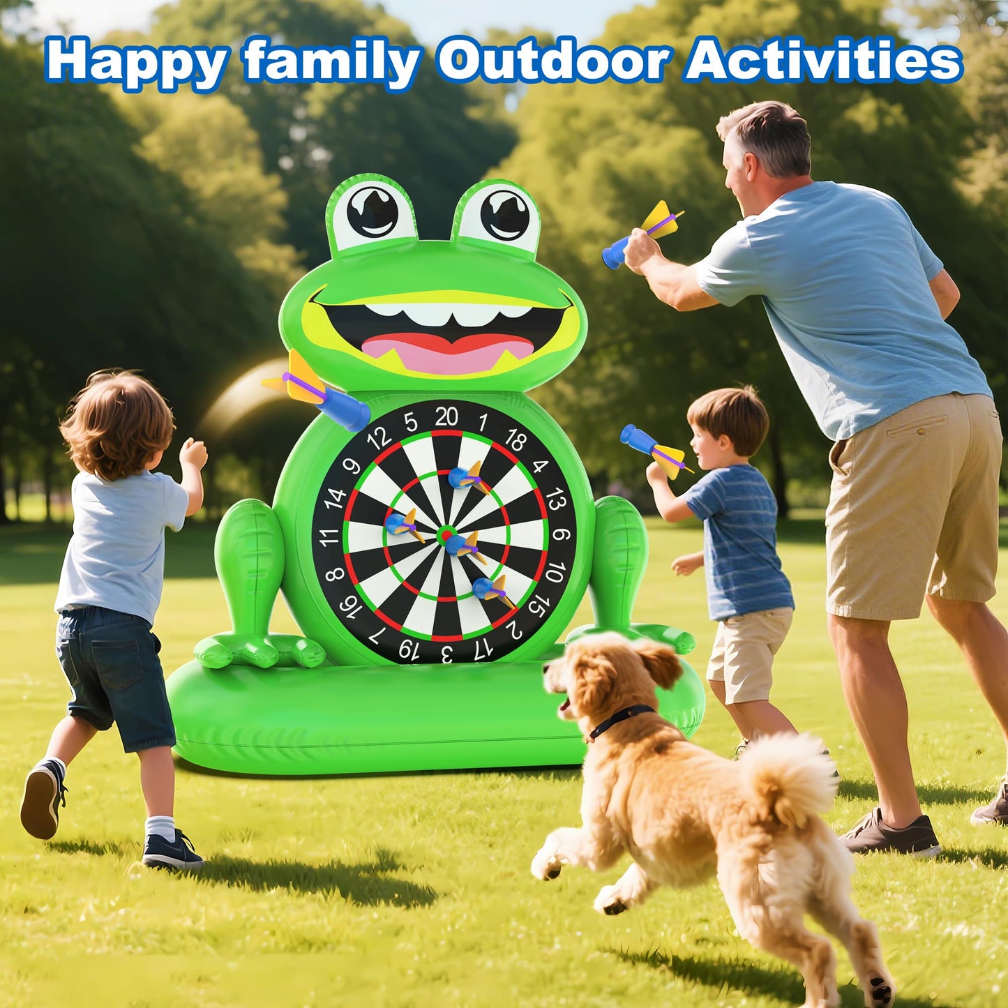 MOONTOY Frog Dart Pool Game — Inflatable Pool Toy with Pump Included