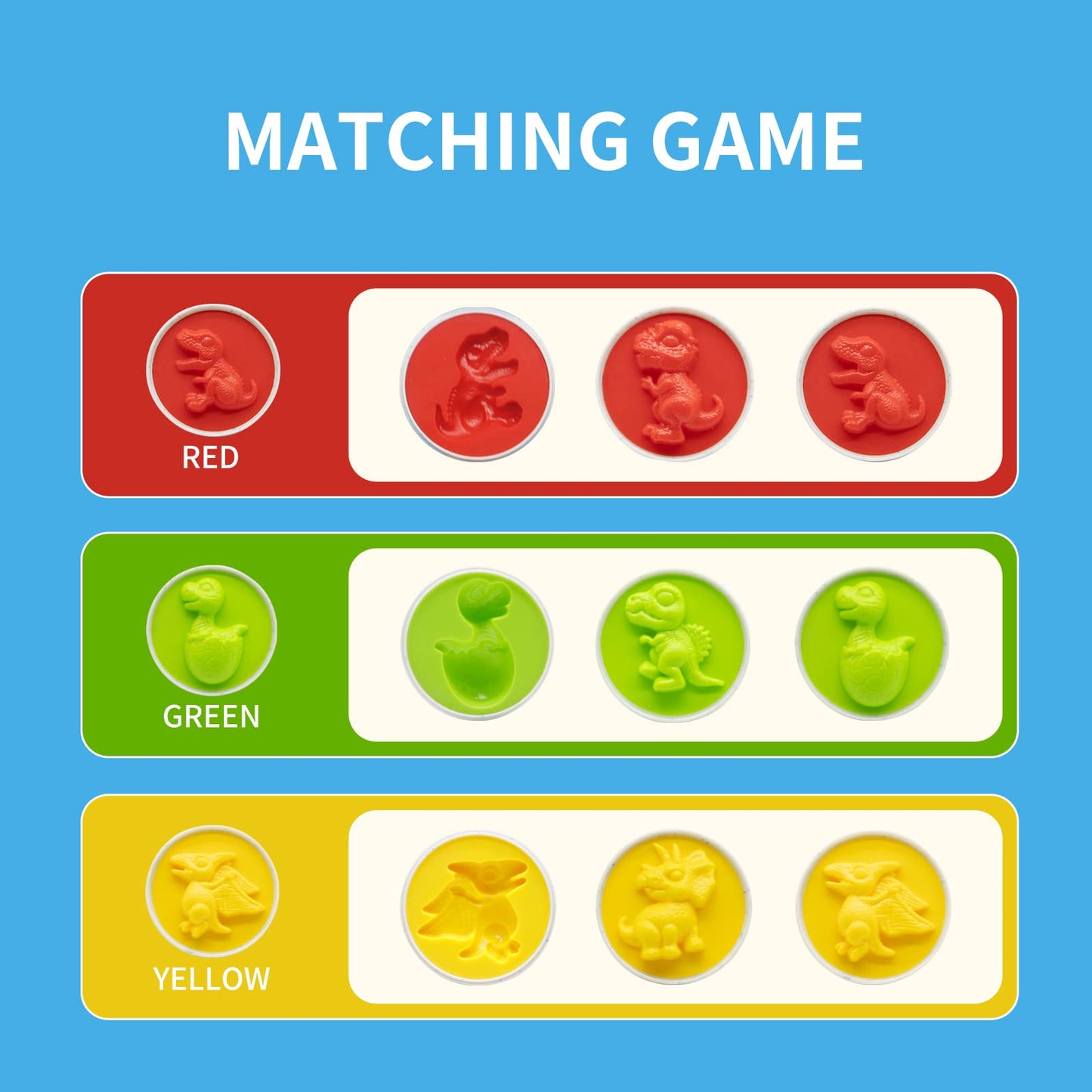 MOONTOY Dinosaur Matching Eggs – 12-Piece Montessori STEM Toy for Toddlers
