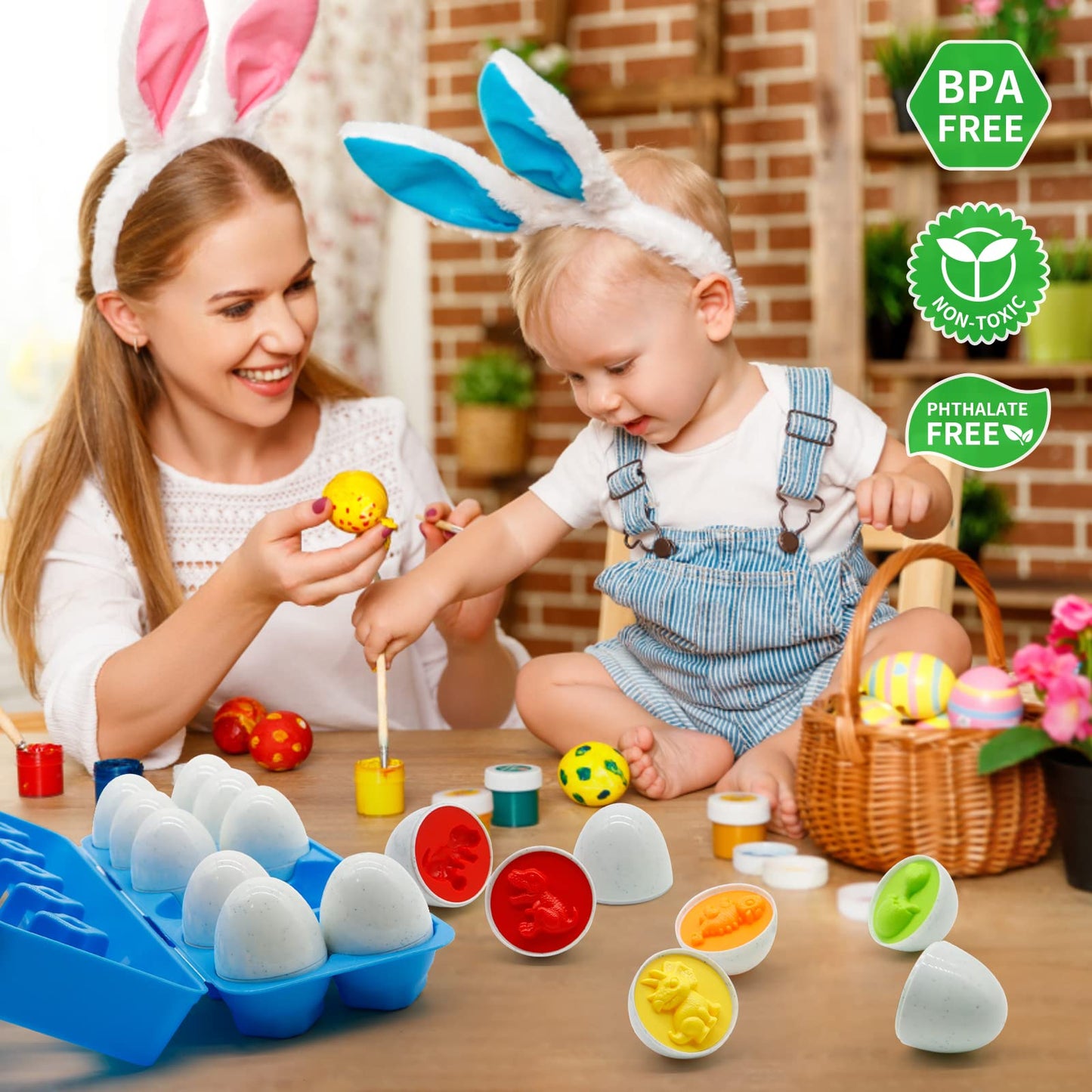 MOONTOY Dinosaur Matching Eggs – 12-Piece Montessori STEM Toy for Toddlers