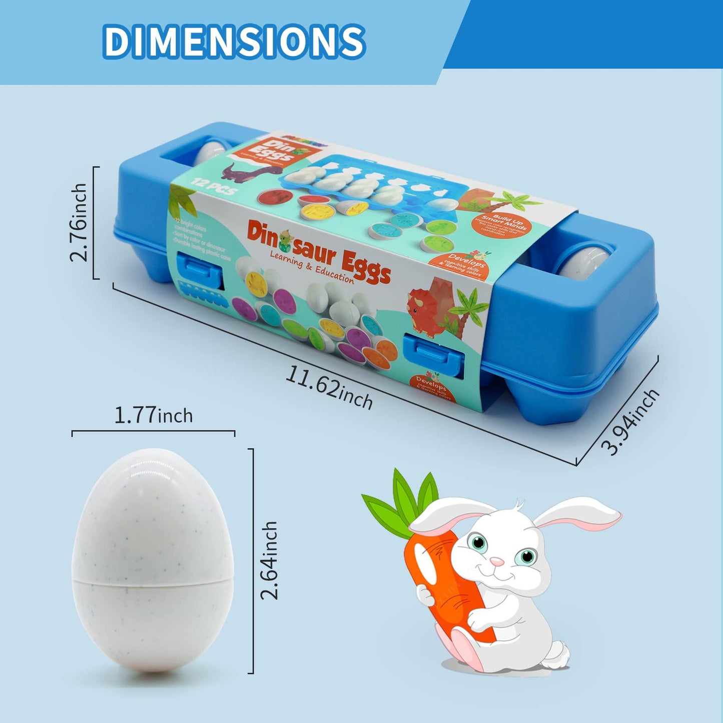MOONTOY Dinosaur Matching Eggs – 12-Piece Montessori STEM Toy for Toddlers
