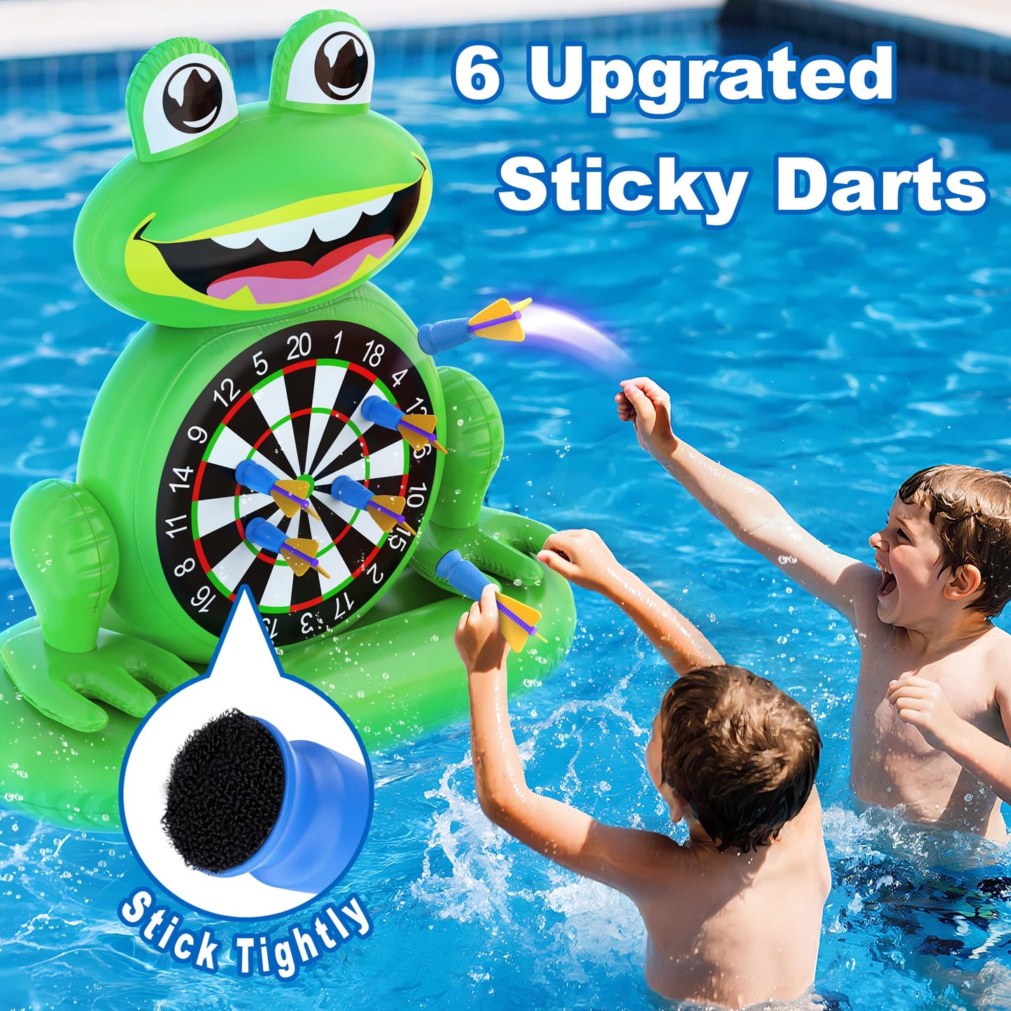 MOONTOY Frog Dart Pool Game — Inflatable Pool Toy with Pump Included
