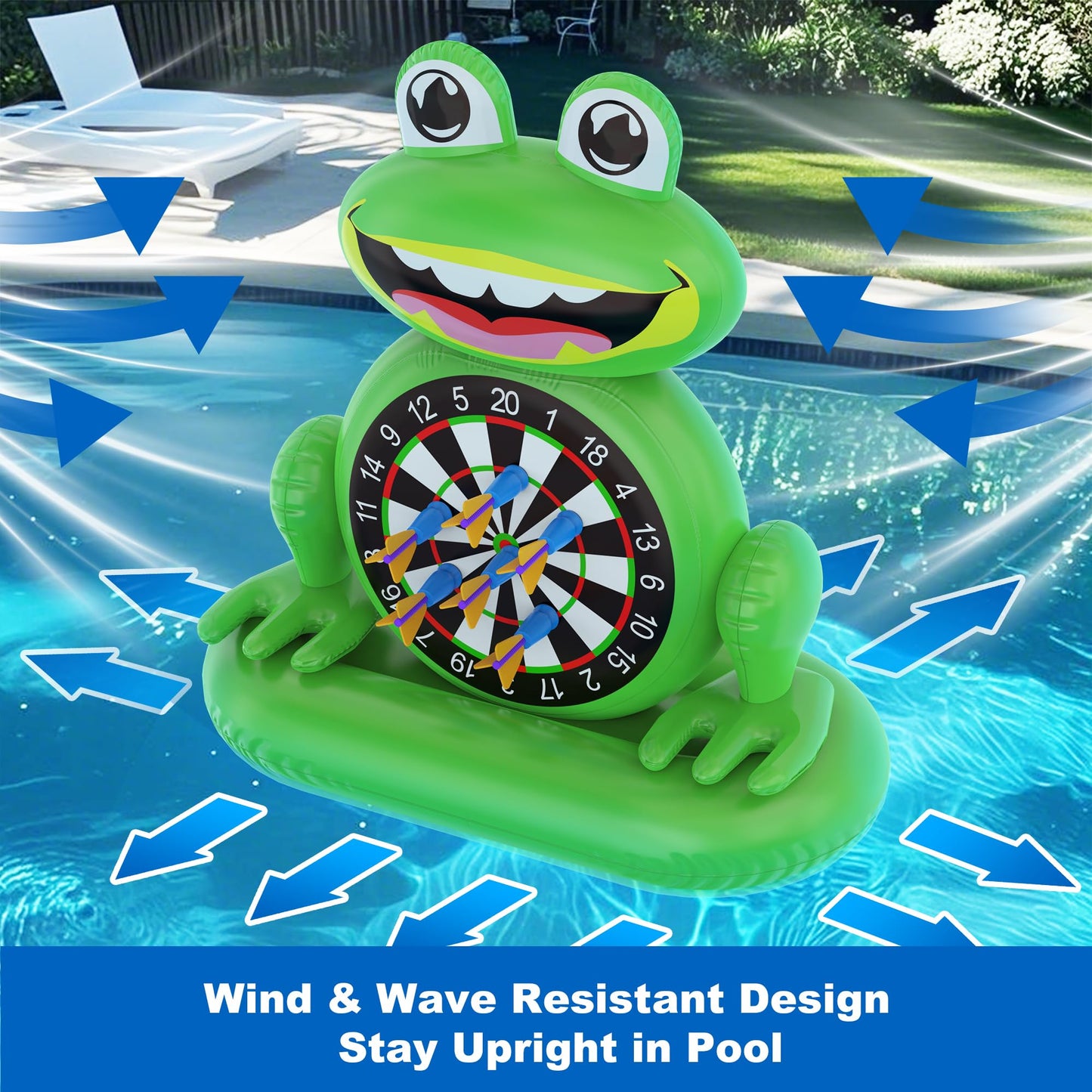 MOONTOY Frog Dart Pool Game — Inflatable Pool Toy with Pump Included