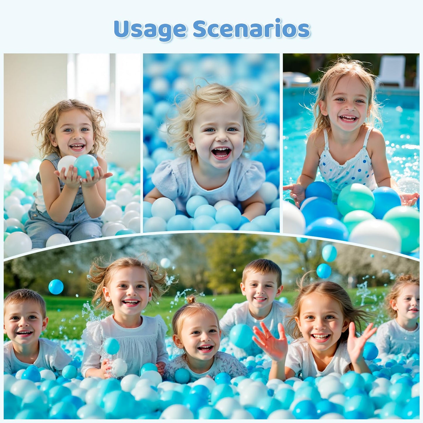 MoonxHome Ball Pit Balls for Toddlers – 2.15 Inch, 500-Pack, Crush-Proof, BPA Free, Star-Shaped, White/Green/Blue