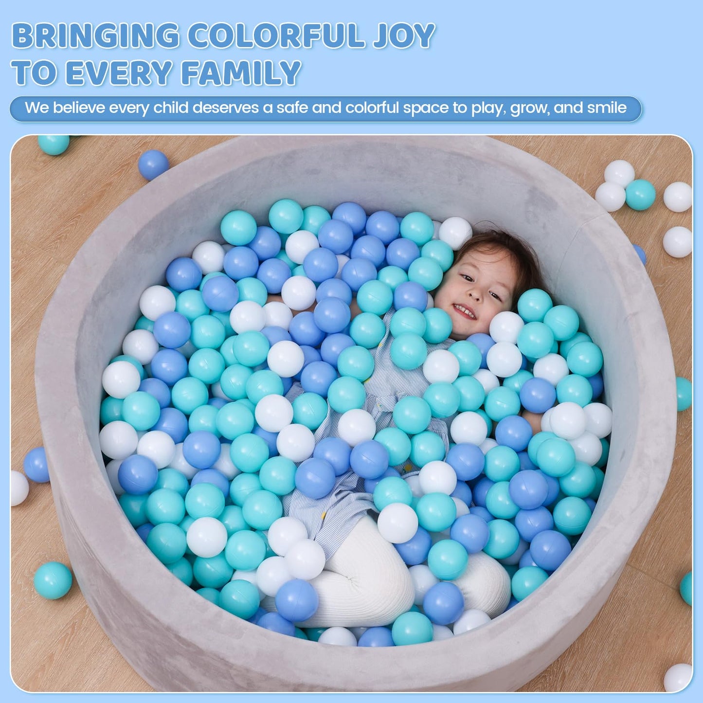 MoonxHome Crush-Proof Ball Pit Balls – 200-Pack, 2.15" Diameter, White/Green/Blue