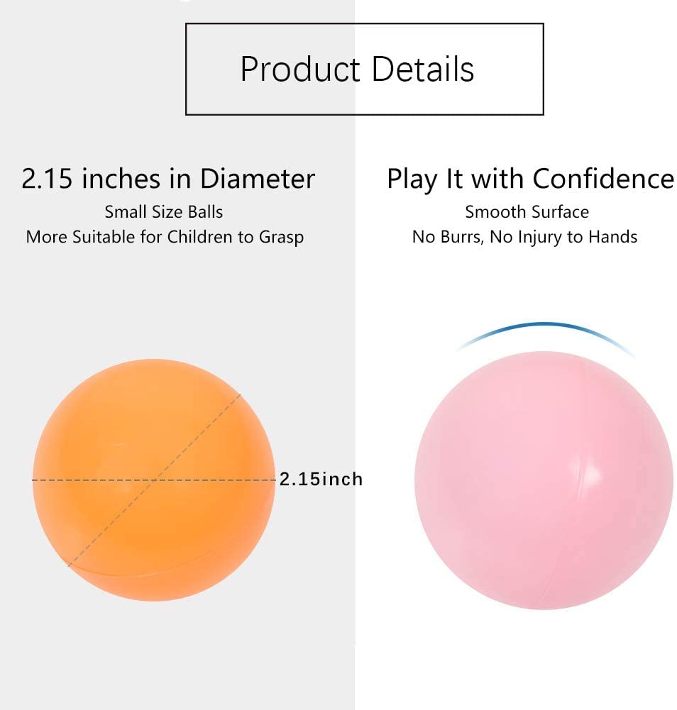 MoonxHome Ball Pit Balls – Crush-Proof Plastic, 2.15 in Diameter, 200 Pack (White/Green/Pink)