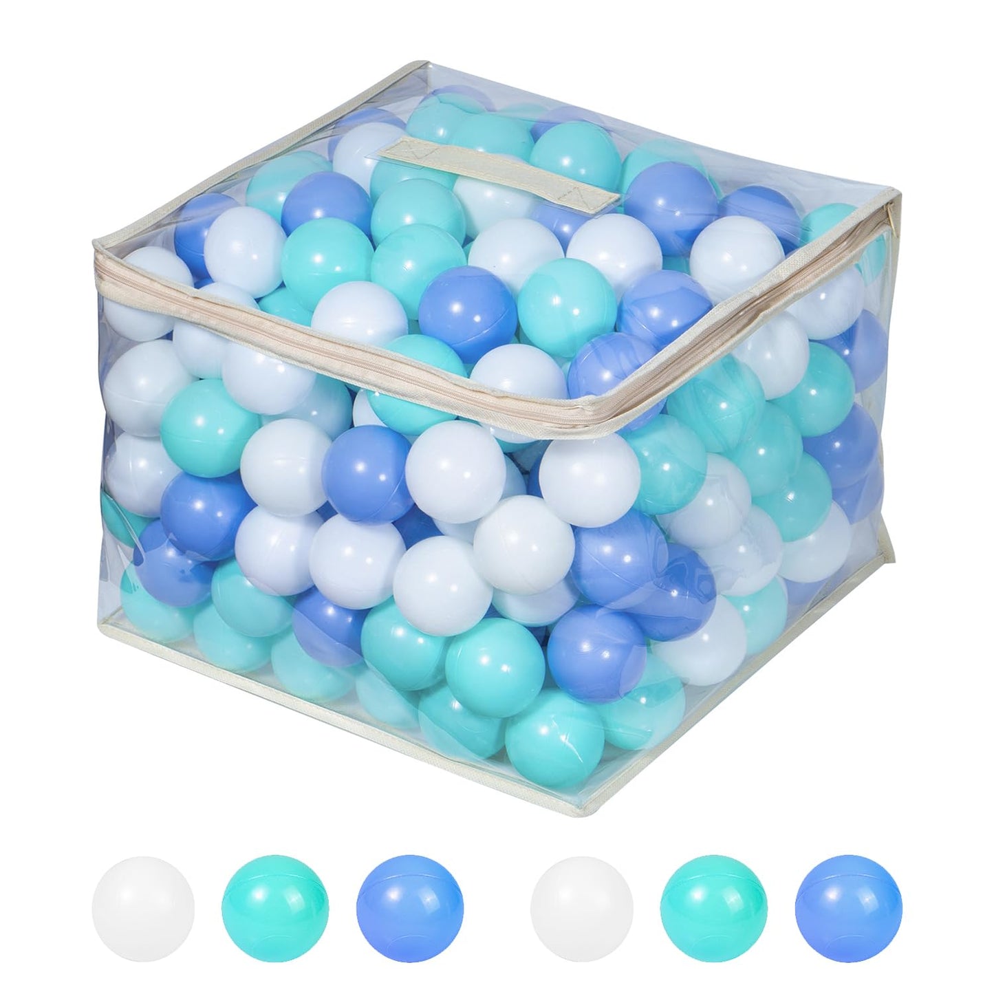 MoonxHome Ball Pit Balls for Toddlers – 2.15 Inch, 500-Pack, Crush-Proof, BPA Free, Star-Shaped, White/Green/Blue