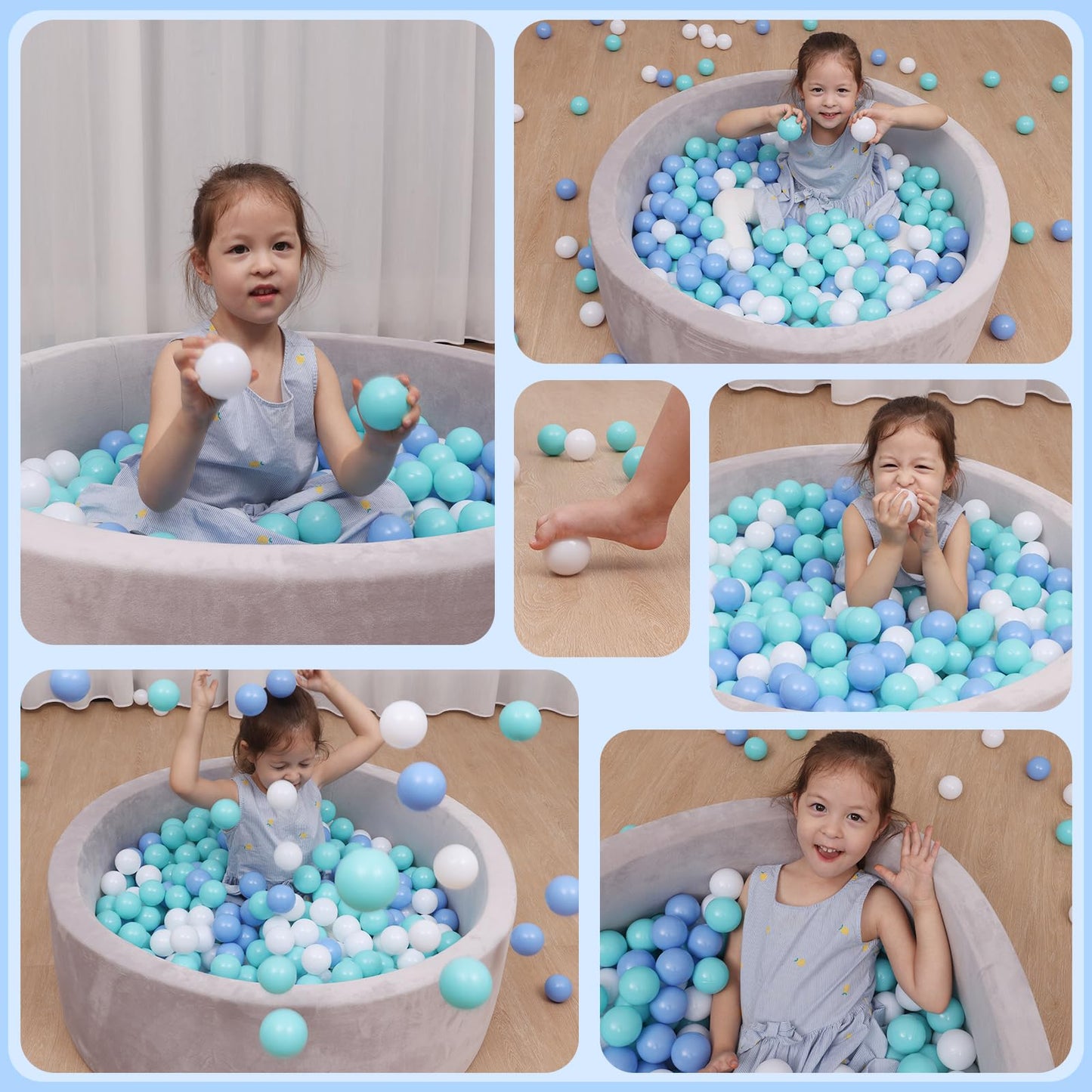 MoonxHome Crush-Proof Ball Pit Balls – 200-Pack, 2.15" Diameter, White/Green/Blue