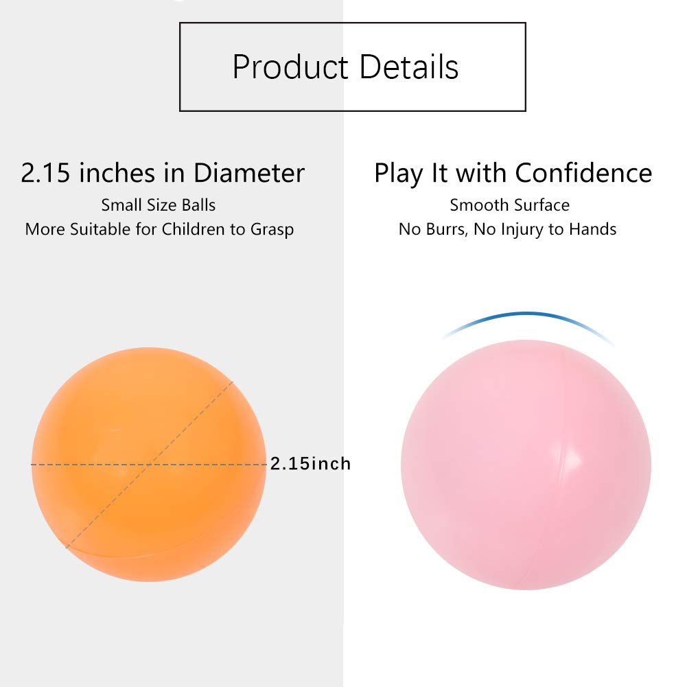 MoonxHome Ball Pit Balls Crush-Proof 2.15-Inch - Pack of 200, Light Gray
