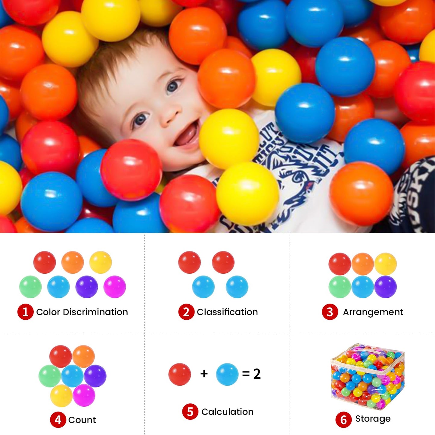MoonxHome Ball Pit Balls 500pcs - Crush-Proof, BPA-Free 2.15" Rainbow Balls for Ball Pits, Tents, Pools