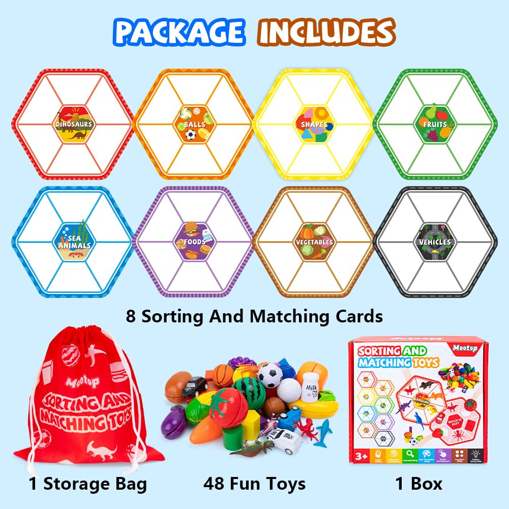 Mootop Sorting Toys for Toddlers – Match Card & Sort Game Set for Fine Motor & Sensory Learning