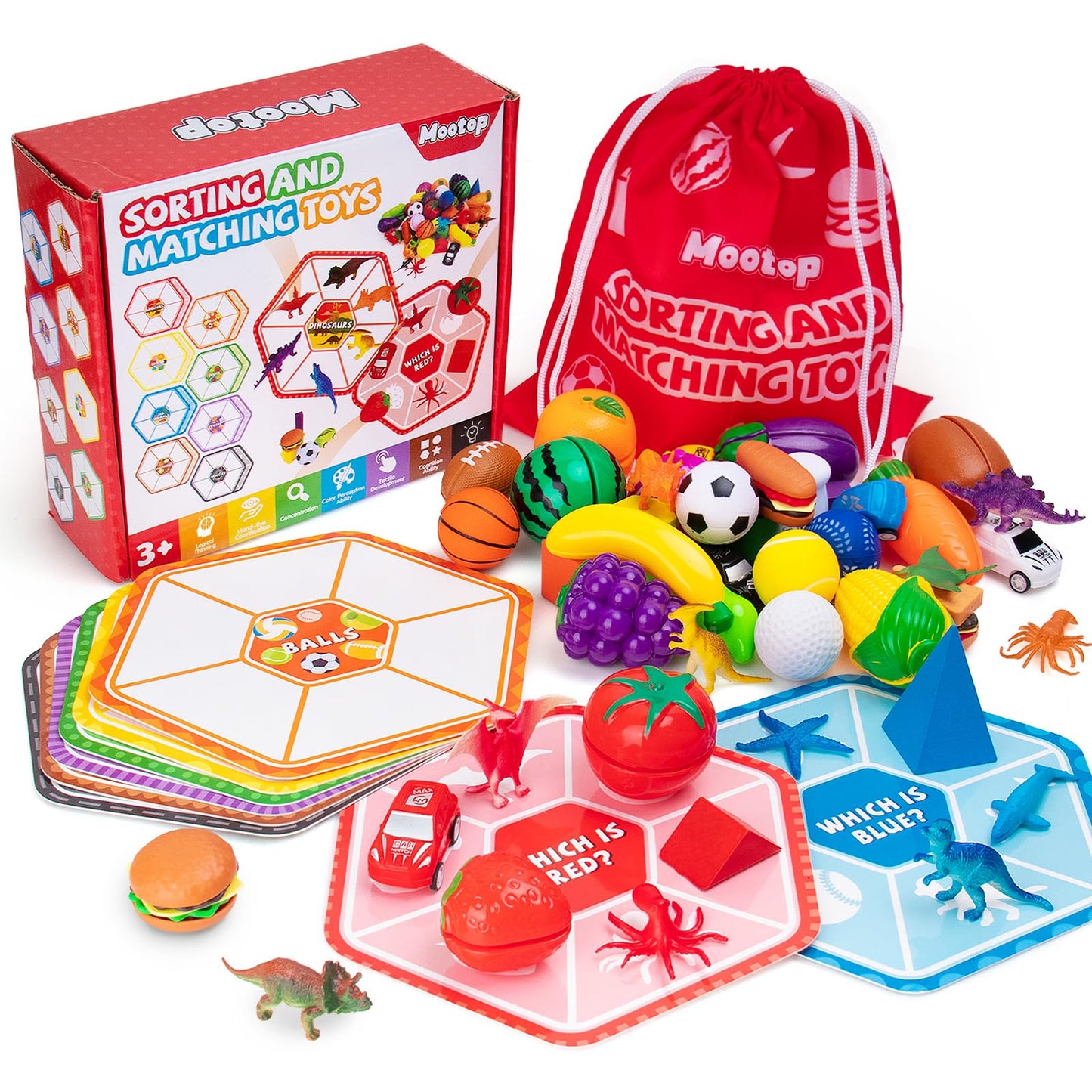 Mootop Sorting Toys for Toddlers – Match Card & Sort Game Set for Fine Motor & Sensory Learning