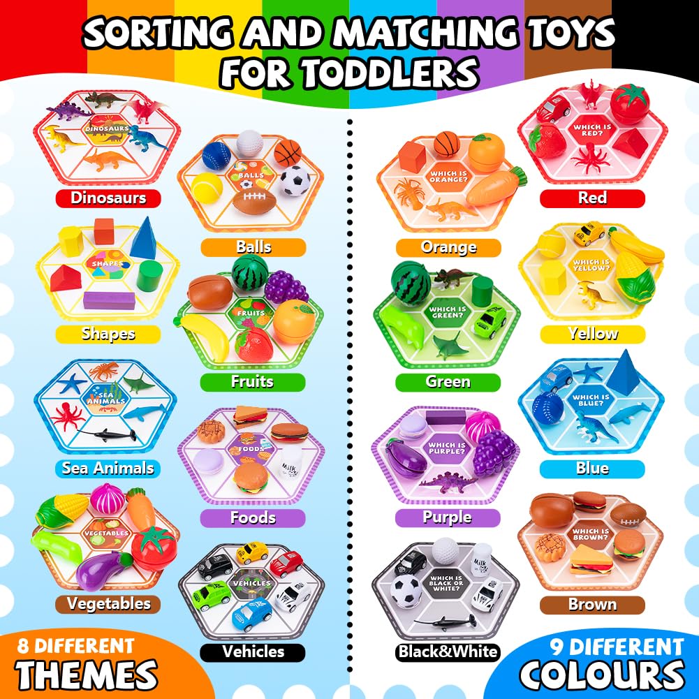 Mootop Sorting Toys for Toddlers – Match Card & Sort Game Set for Fine Motor & Sensory Learning
