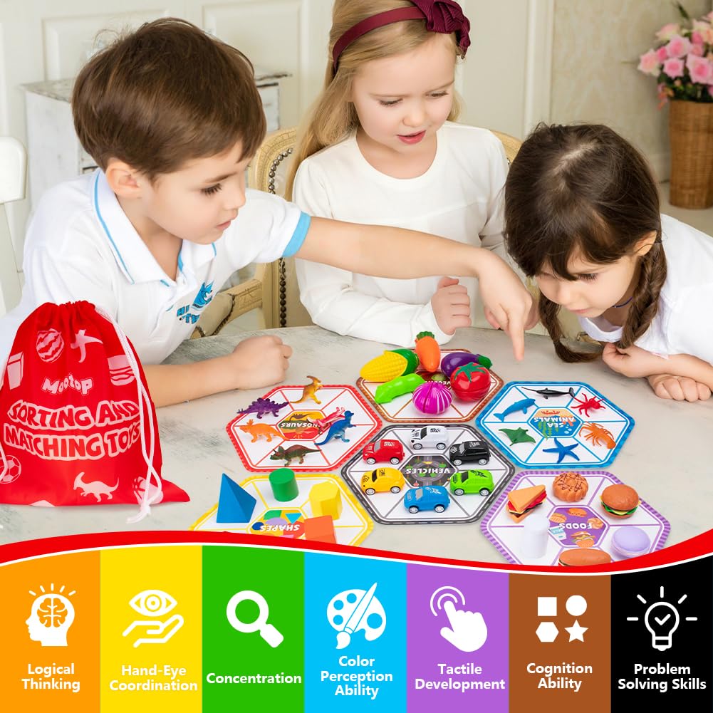 Mootop Sorting Toys for Toddlers – Match Card & Sort Game Set for Fine Motor & Sensory Learning