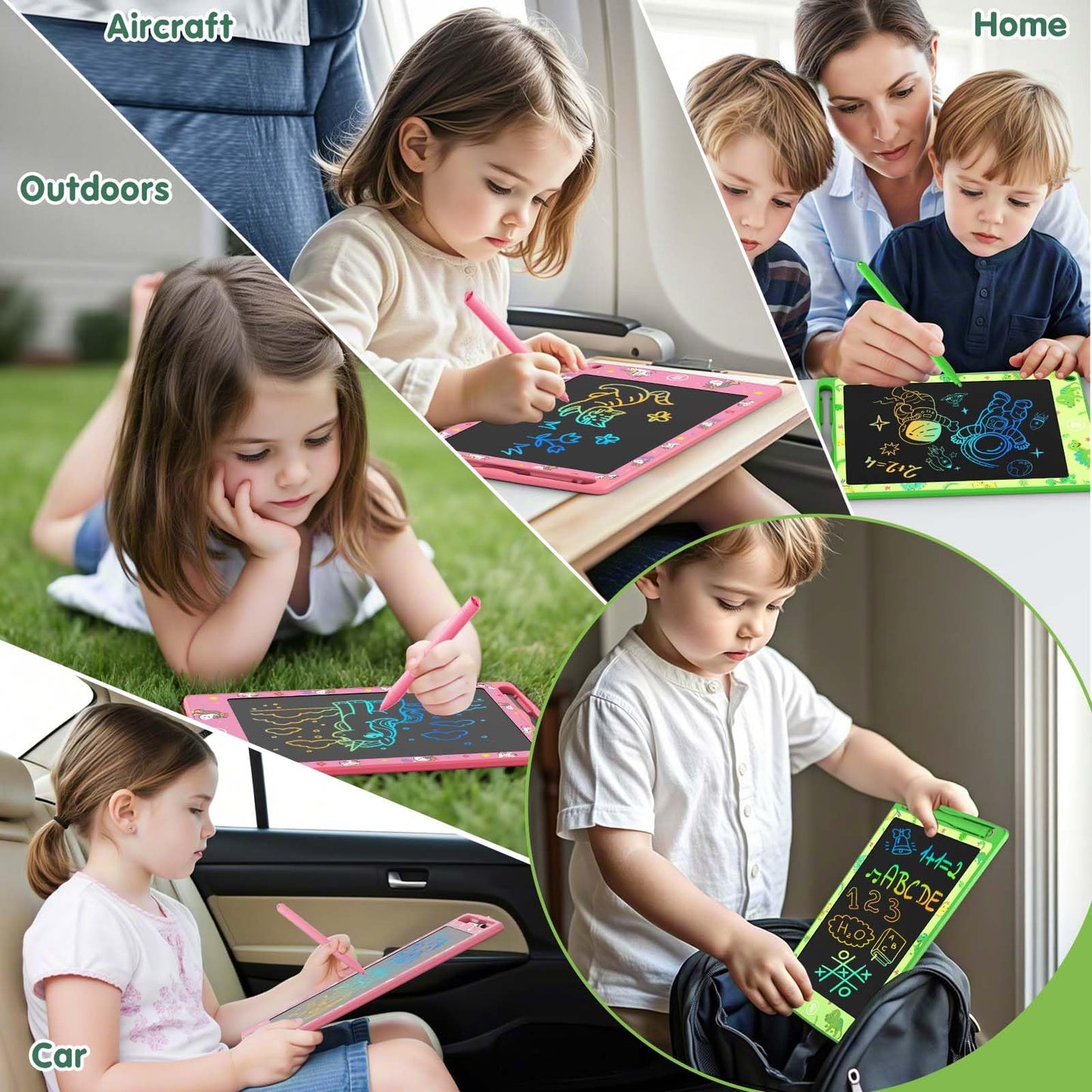 MOOWALIS 2 Pack LCD Writing Tablets for Kids - 8.5 Inch Colorful Doodle Boards