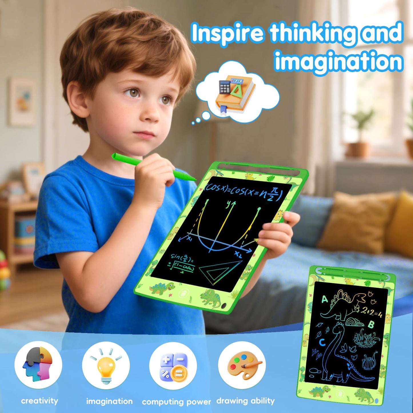 MOOWALIS 10-Pack LCD Writing Tablets - 8.5-Inch Colorful Doodle Boards for Kids
