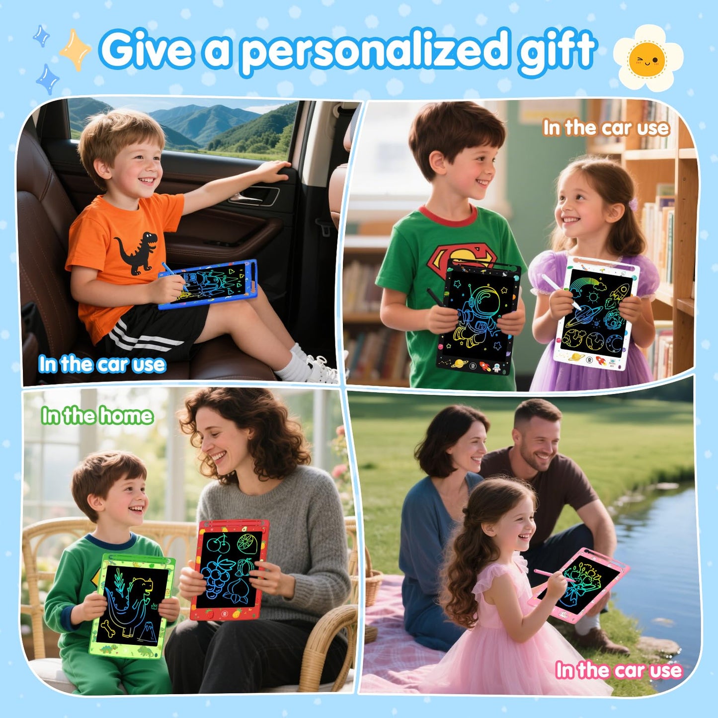 MOOWALIS 10-Pack LCD Writing Tablets - 8.5-Inch Colorful Doodle Boards for Kids