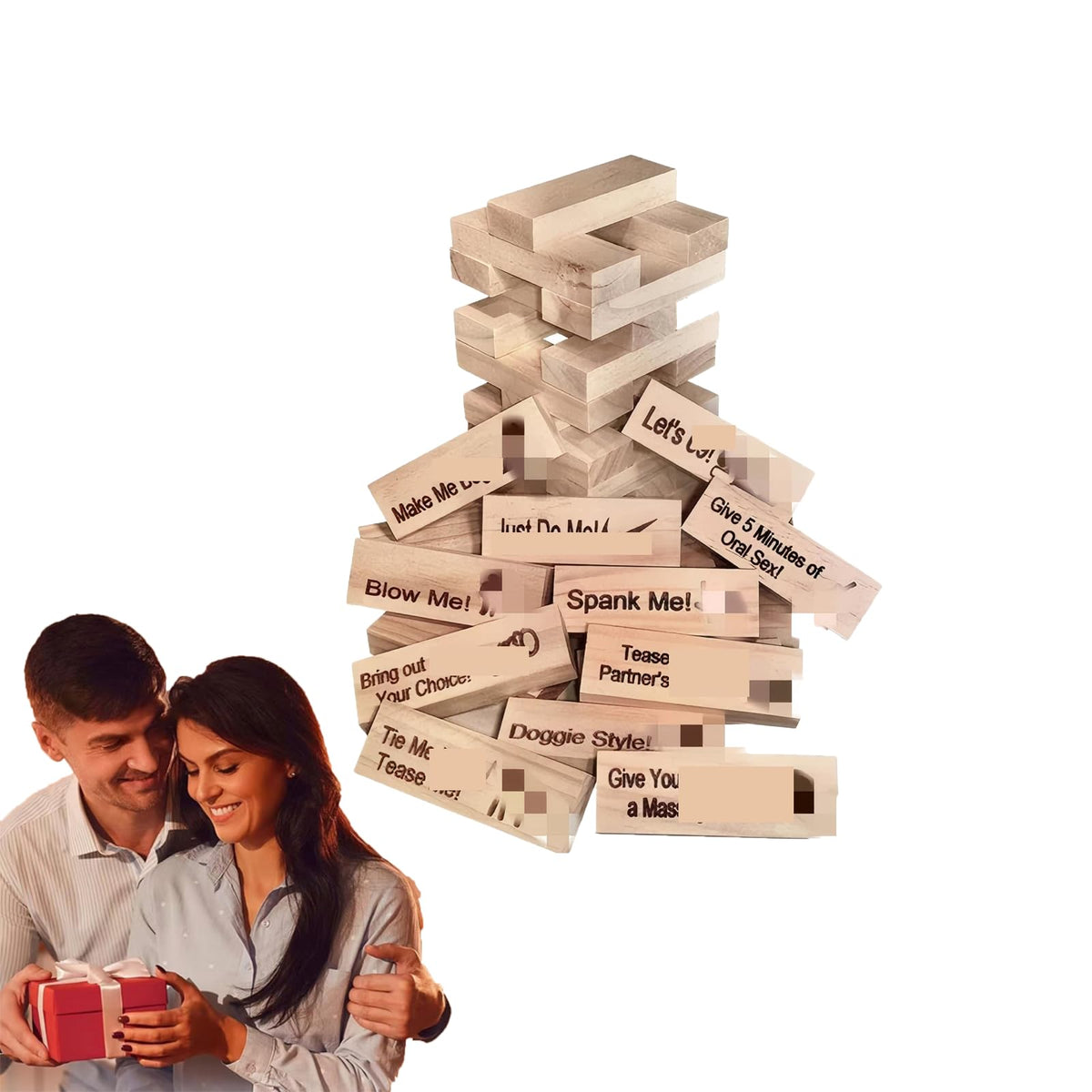 MOOYIYAN Lust Tower — Adult Romantic Wooden Stacking Blocks (48pcs)