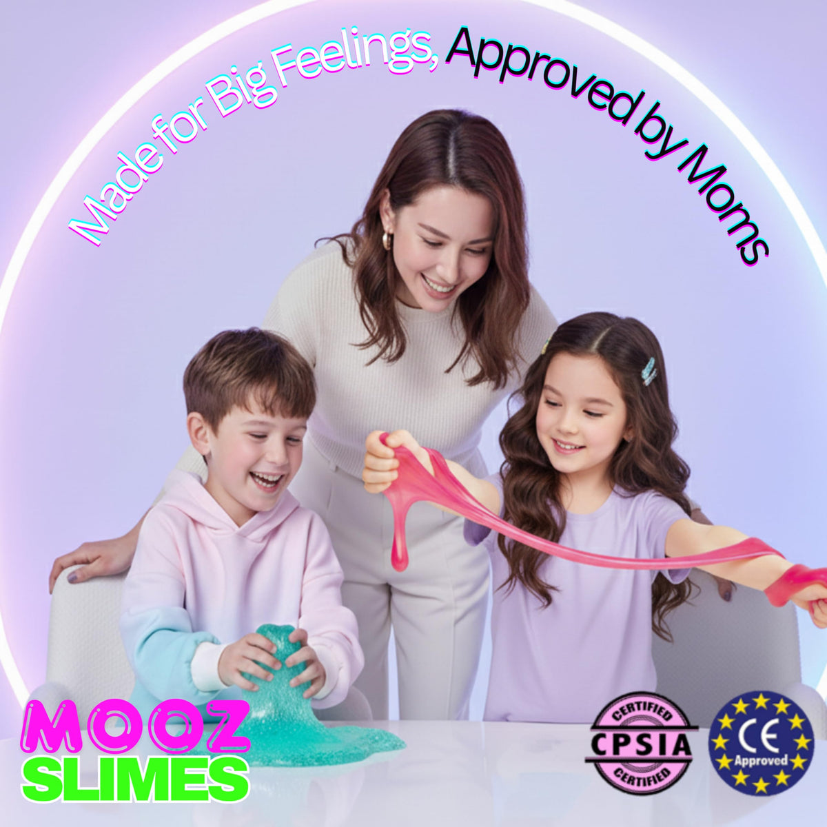 MOOZ Unicorn Cloud Slime Kit – Blue & Pink Non-Sticky Scented Slime with Axolotl Charm (7oz)