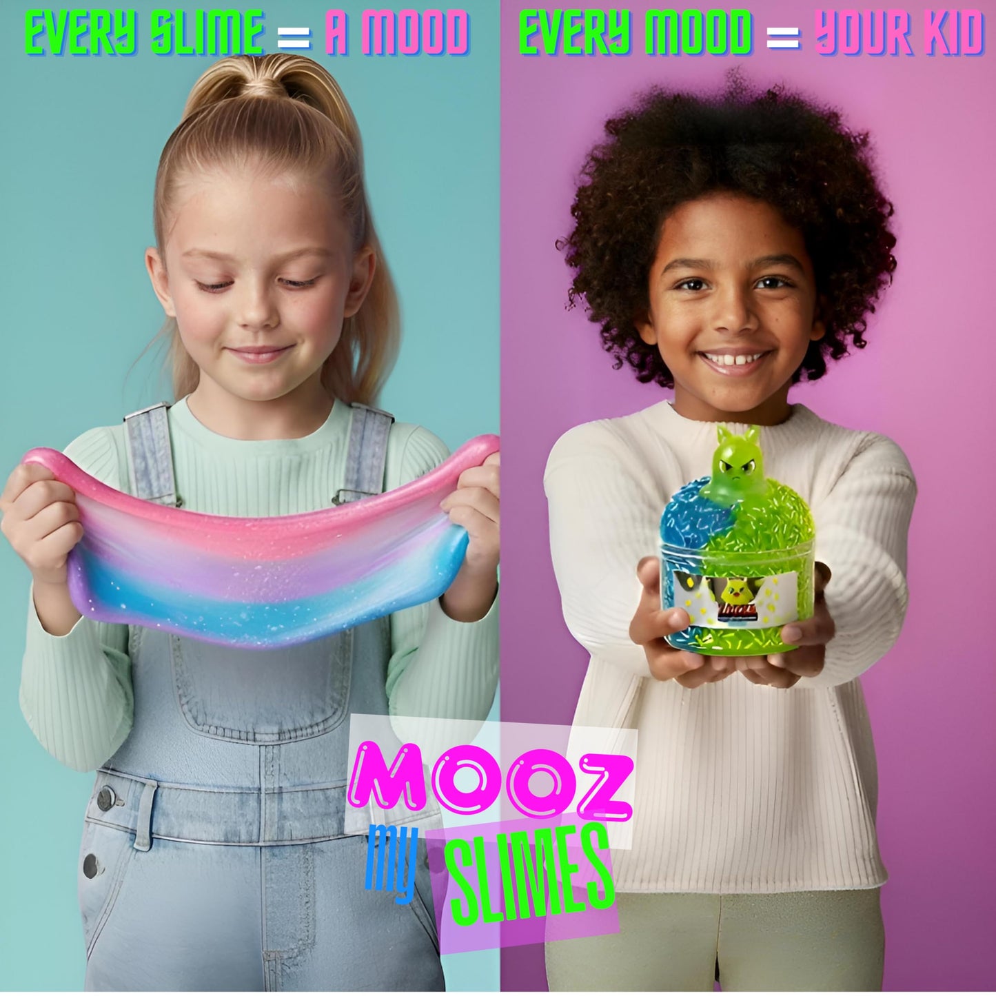 MOOZ Unicorn Cloud Slime Kit – Blue & Pink Non-Sticky Scented Slime with Axolotl Charm (7oz)