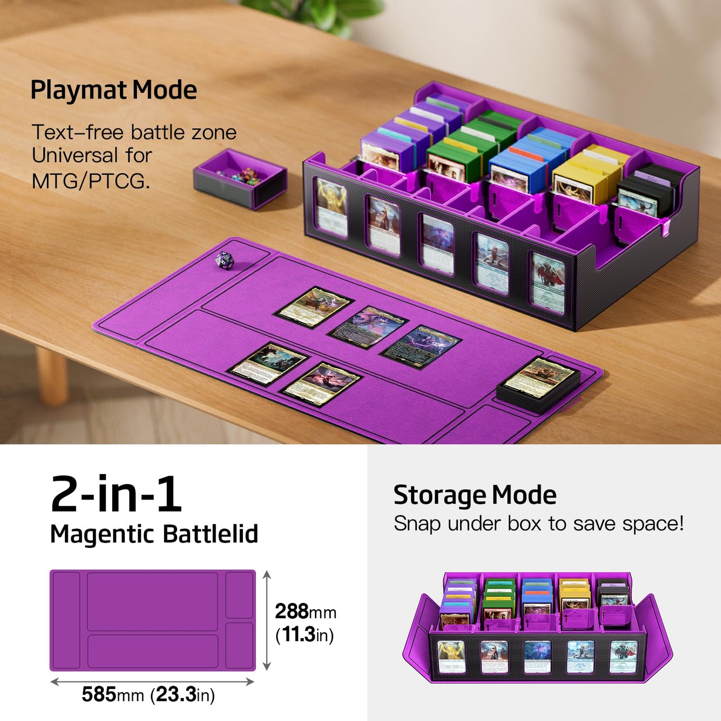 MORCCO Trading Card Storage Box 5-Row — 3900+ Capacity with Magnetic Lid & Display Windows