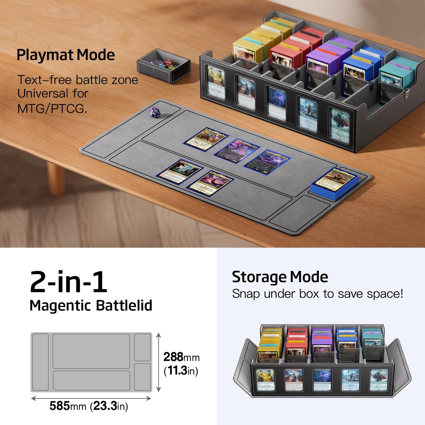 MORCCO 5-Row Trading Card Storage Box – 3900+ Card Capacity, Magnetic Lid & Display Windows