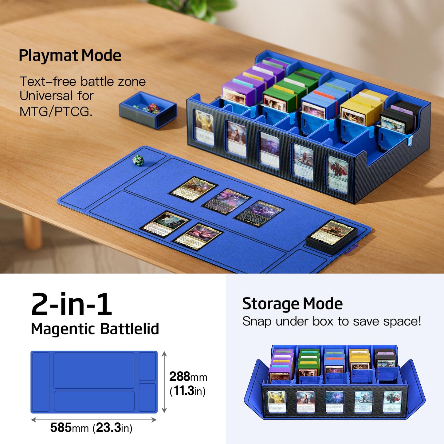 MORCCO Trading Card Storage Box 5-Row — 3900+ Capacity, Magnetic Lid, Display Windows