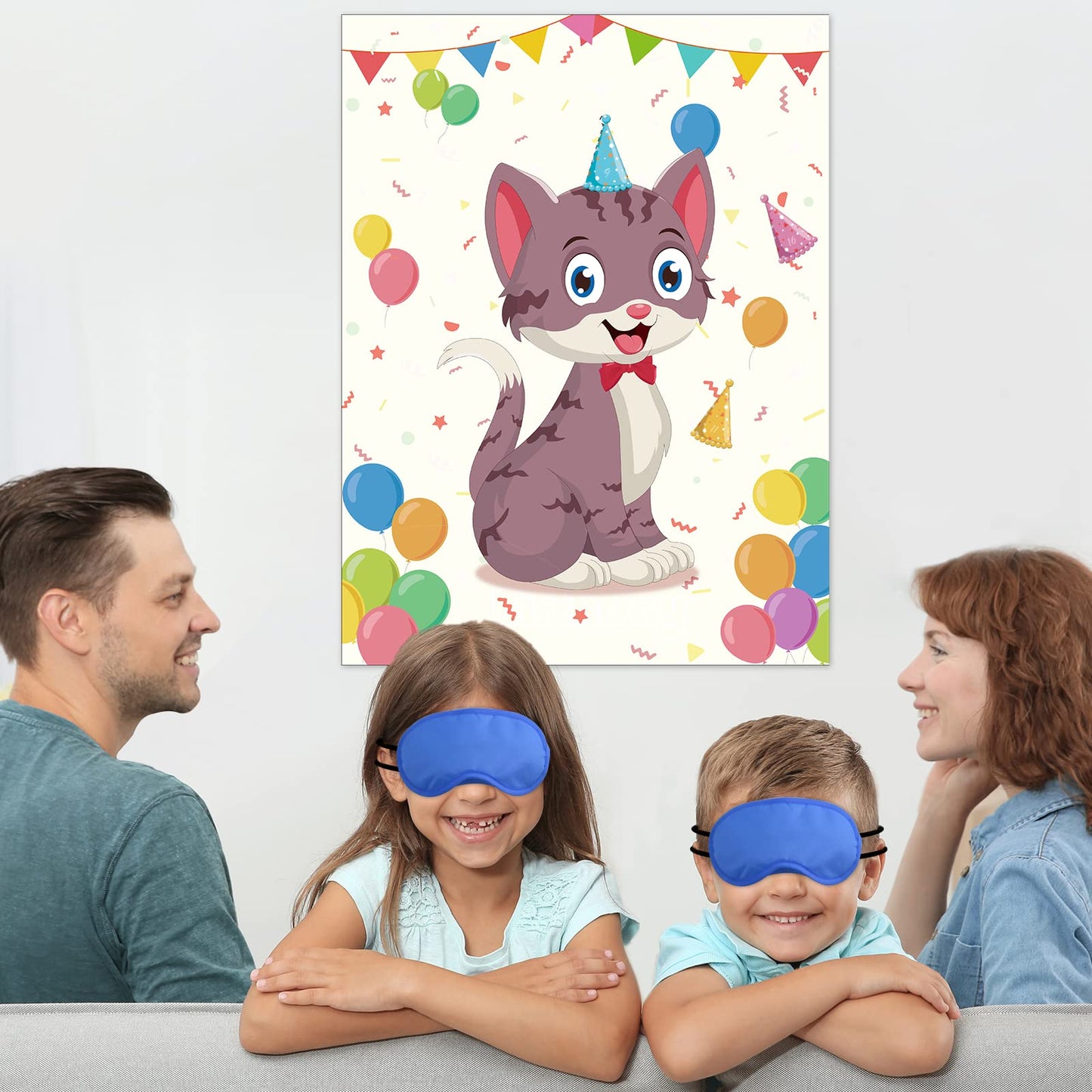 Morcheiong Pin the Tail on the Cat Birthday Game – 48 Hats for Cat-Themed Parties